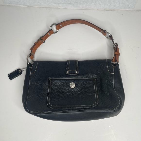 Coach Chelsea Black Pebbled Leather Shoulder Bag Purse - Picture 2 of 9